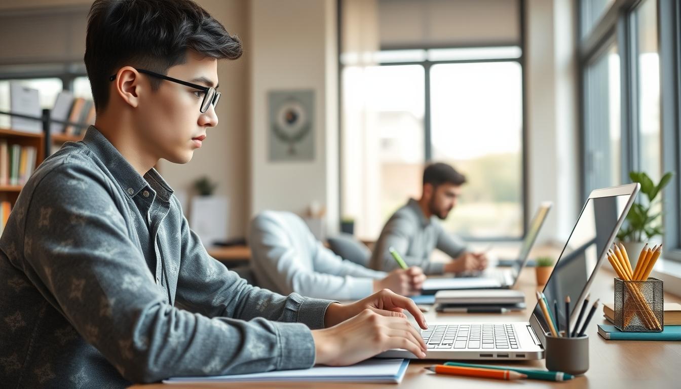 Students collaborating in a study area