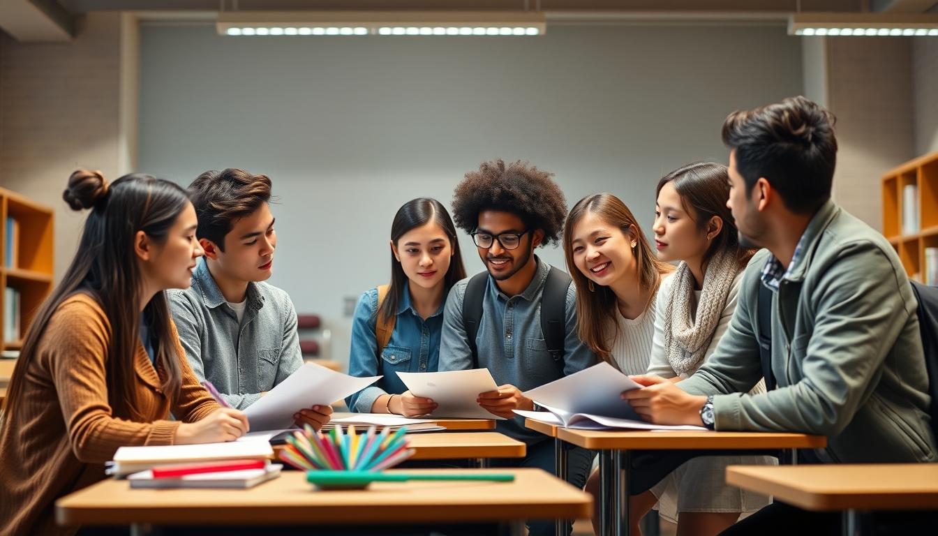 Student using learning strategies while studying