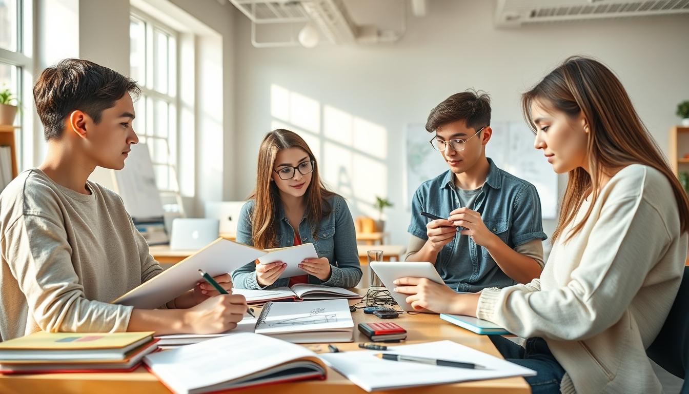 Student preparing for exams with study materials